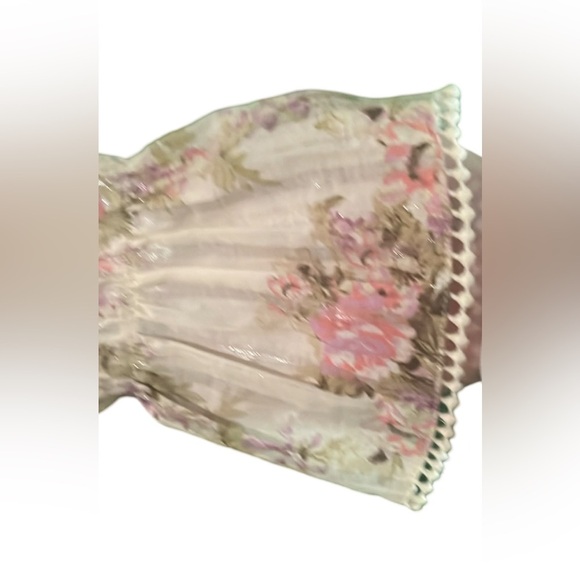 ASOS Pink and Cream Peplum Blouse with Bishop Sleeves - Picture 5 of 9